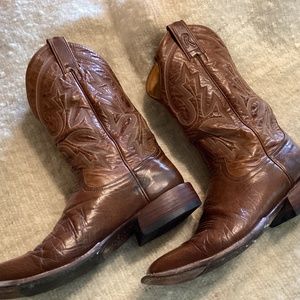 Rod Patrick Buffalo Calf Western Boots, Brown, Size 10B